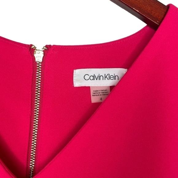 Calvin Klein ruffle v-neck sheath dress mini business career pink women’s 4 - Picture 4 of 10